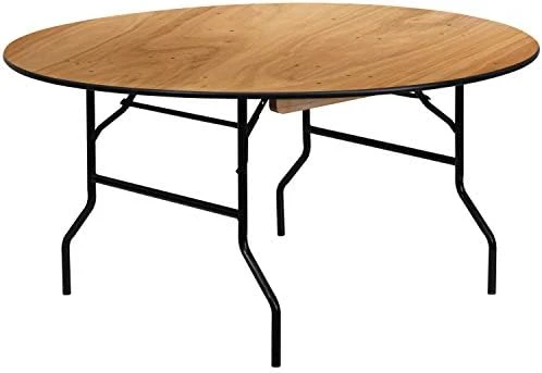 Flash Furniture 5-Foot Round Wood Folding Banquet Table With Clear Coated Finished Top - Image 6