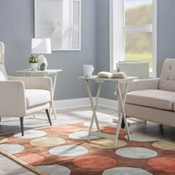 Linon Home Décor Atlas Compass Set Tray Table, Gray