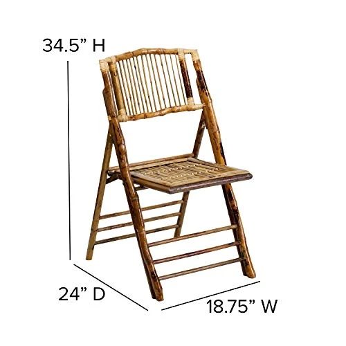 EMMA + OLIVER 2 Pack Commercial Event Party Rental Bamboo Folding Chair - Image 2