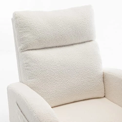 Rocker Glider Chair For Nursery, Modern Accent Rocking Chair With High Backrest And Armrests, Upholstered Glider Rocking Chair, Teddy Material Comfort Arm Rocker, Lounge Armchair For Living Room - Image 2