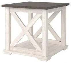 Signature Design By Ashley Dorrinson Square Modern Farmhouse End Table, Two Tone White & Brown