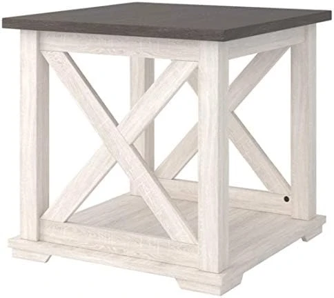 Signature Design By Ashley Dorrinson Square Modern Farmhouse End Table, Two Tone White & Brown - Image 4