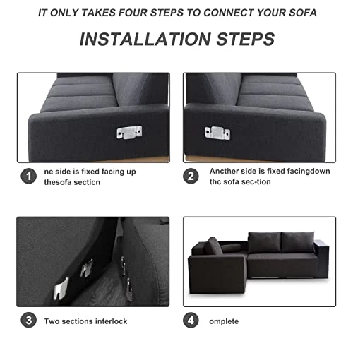 DEEPDREAM 12 Pcs Sectional Couch Connectors Metal Couch Clips Sofa Connector Interlocking Furniture Connector With 28 Pcs Screws - Image 4