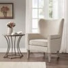 Madison Park Colette Chairs-Solid Wood, Wing Back Armchair Modern Contemporary Style Living Room Sofa Furniture Track Arm, Nailhead Accent, Bedroom Lounge, 31" Wide, Natural