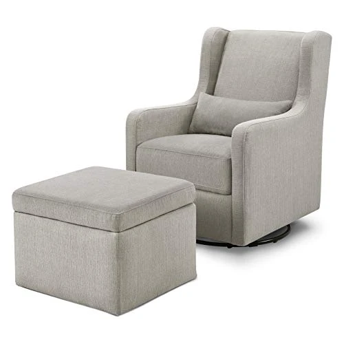 Carter's By DaVinci Adrian Swivel Glider With Storage Ottoman In Performance Cream Linen, Water Repellent And Stain Resistant, Greenguard Gold & CertiPUR-US Certified - Image 9