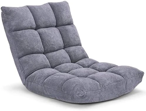 Safstar Cushioned Floor Chair, 14-Position Adjustable Paded Lazy Recliner With Comfortable Back Support And Skin-Friendly Cover, Great For Reading, Playing Game, Meditating (Elegant Gray) - Image 11