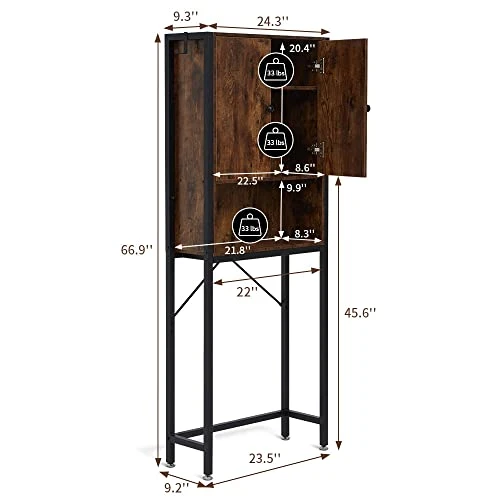 HLXZN Over The Toilet Storage Cabinet - Bathroom Space Saving Storage Organizer Cabinet, Bathroom Organizer Shelf, Toilet Storage Rack - Image 2