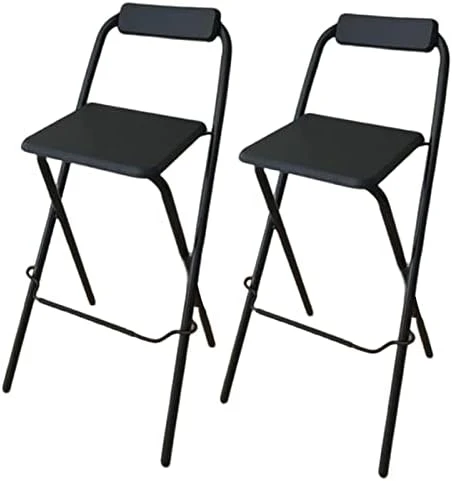 Set Of 2 Folding Counter Height Bar Stool With Backrest, Square Breakfast High Chair With Footrest, Office Kitchen Parties Bar High Chair, Steel Frame Wooden Seat (Color : White, Size : Seat Height - Image 10