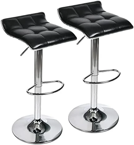 Puluomis Set Of 2 Barstool, Adjustable Swivel Gas Lift Bar Stools, PU Leather With Chrome Base, Grey - Image 5