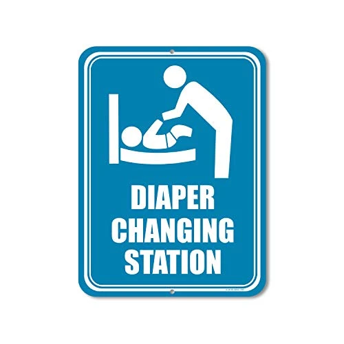 Honey Dew Gifts Restroom Sign, Diaper Changing Station 9 Inch By 12 Inch Metal Aluminum Baby Changing Station Sign For Business, Made In USA