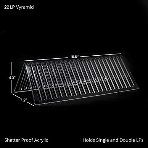 Hudson Hi-Fi Vyramid® Vinyl Record Storage Record Holder For Albums - Vinyl Organizer Record Album Storage Fits 7" 10" 12" Discs 45 78 RPM - Acrylic Vinyl Storage Rack Holds 22LPs - One Pack - Image 2