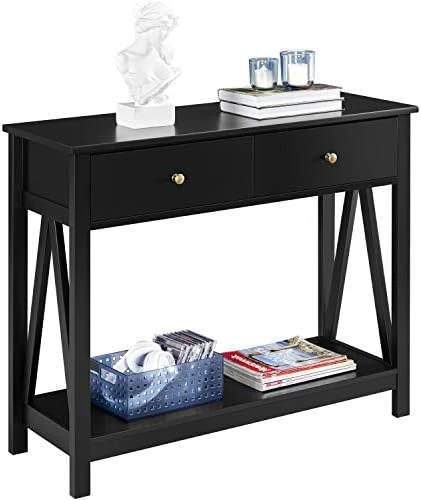 Yaheetech Console Table With 1 Drawer And Open Storage Shelf, Narrow Long Sofa Table For Living Room Entryway, 39.5X 14 X 31.5ββ (LxWxH), Easy Assembly - Black - Image 7