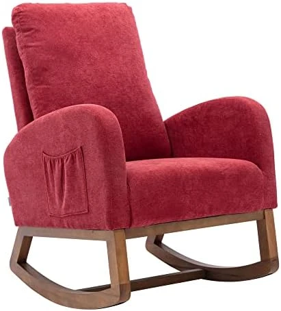 HomSof Rocker Recliner, Polyester Rocking Nursery, Modern Lounge Chair For Living Room, One Size, Yellow Swivel Glider - Image 15