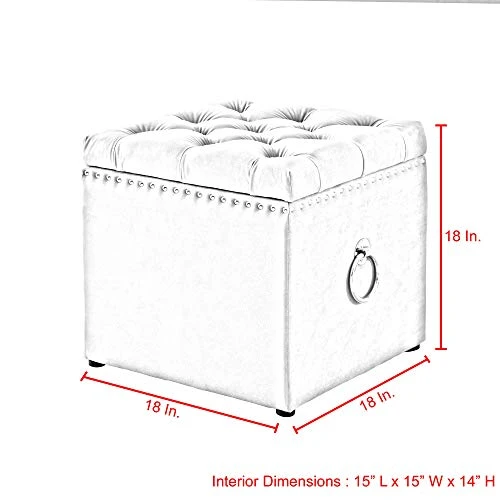 Ella Grey Velvet Storage Ottoman - Image 2