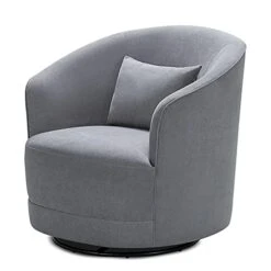 Nurture& The Swivel Premium Glider Swivel Chair For Nursery Or Living Room With Built-in USB Charger And Stain-Resistant Performance Fabric (Gray)