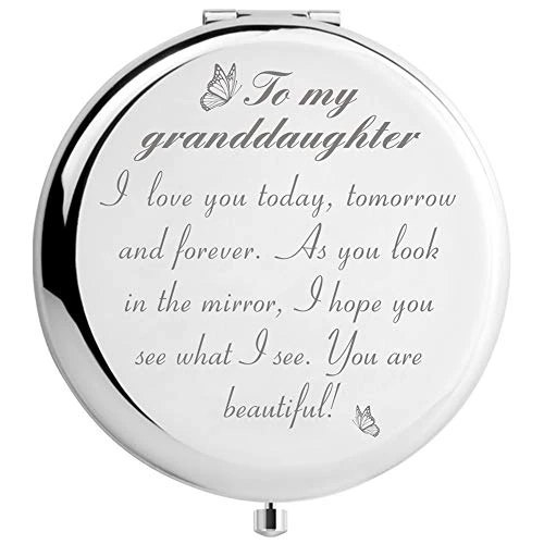 DIDADIC Granddaughter Gifts From Grandma And Grandpa, To My Granddaughter Makeup Mirror For Birthday Graduation Christmas