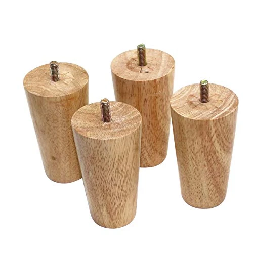 Btibpse 4" Tall Oak Furniture Legs Sofa Parts Wood Replacement Sofa Couch Chair Ottoman Loveseat Coffee Table Cabinet Feet Set Of 4