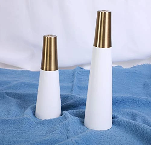 DMUNIZ Solid 4X Solid Wood Furniture Sofa Legs, Oak Tapered Wooden Replacement Sofa Couch Bench Chair Ottoman Coffee,Adjustable, Brass Feet Covers,White - Image 4