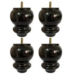 Hyever 4 Inch Solid Wood Sofa Legs Replacement Black Bun Feet For Sofa Couch Chair Table Desk Closet Cabinet Set Of 4