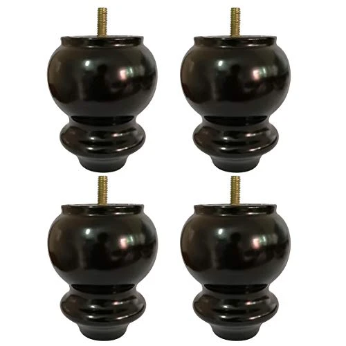 Hyever 4 Inch Solid Wood Sofa Legs Replacement Black Bun Feet For Sofa Couch Chair Table Desk Closet Cabinet Set Of 4