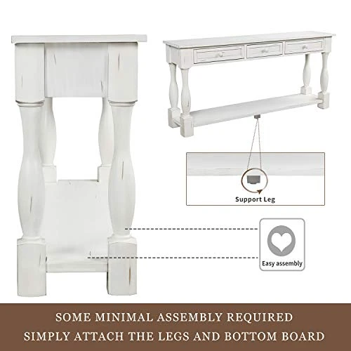 P PURLOVE 64" Long Console Table With 3 Drawers Long Sofa Table With Wide And Extra Thick Tabletop And Bottom Shlef For Entryway Hallway - Image 5