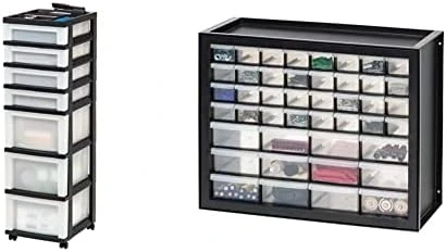 IRIS USA Craft Plastic Organizers And Storage, Rolling Storage Cart For Classroom Supplies, Storage Organizer For Art Supplies, Drawer Top Organizer For Small Parts, 4 Drawer, Black/Pearl - Image 9