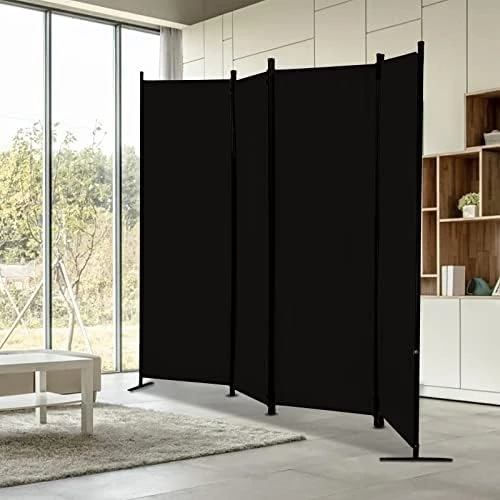Room Dividers Folding Privacy Screens 4 Panel Partition Screen Steel Frame& Frabic Office Partition For Home Office Dorm Decor Black - Image 8