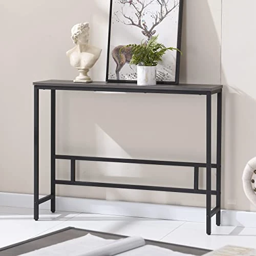 MAJARO Modern Industrial Sofa Console Table For Living Room, Office (Dark Grey, Single Layer) - Image 4