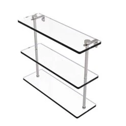 Allied Brass NS-5/16 16 Inch Triple Tiered Glass Shelf, Satin Nickel