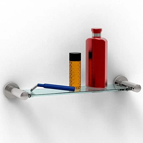 SAFETY+BEAUTY Bathroom Hardware Accessories, Stainless Steel Rust Proof (Brushed Nickel, 16" Glass Shelf 1PK) - Image 5