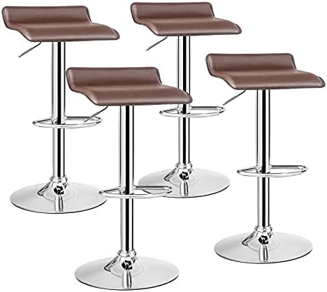 Casart Bar Stools Set Of 4 Adjustable Swivel Pu Leather Backless Stool With Air-Lift Handle, Footrest, Chrome Base, Modern Style For Living Room, Kitchen And Bar, Counter Height Pub Chairs (White) - Image 9