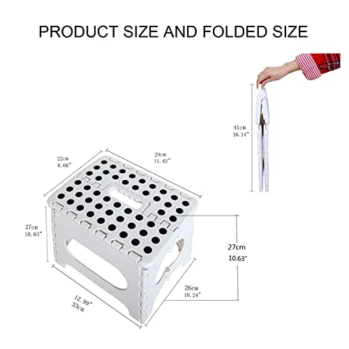 Fisiei Step Stool,Step Stools For Adults,Folding Step Stool,Folding Stool,Foldable Stool,Small Step Stool For Kitchen,Bathroom,Living Room,Bedroom, Office, Etc.(White, 13inch)