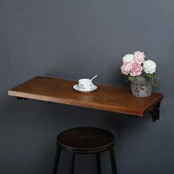 (40" Lx16 W) Industrial Rustic Folding Wall Mounted Workbench Drop Leaf Table, Dining Table Desk, Pine Wood Wall Mounted Bar Tables,Workbench,Study Table,Collapsible Butcher Block Solid Wood Table