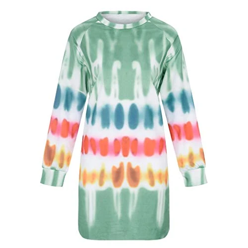 Franterd Women's Tie-Dye Sweatshirts Oversized Long Sleeve Crewneck Loose Casual Mini Dress - Image 4