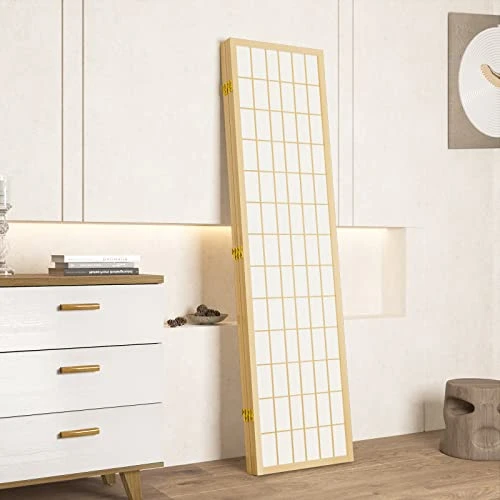 Salfanre Divider For Room Separation, 4 Panel Room Divider, Japanese Room Dividers, Shoji Screen, Folding Screen, 5.6 Ft, Natural - Image 5