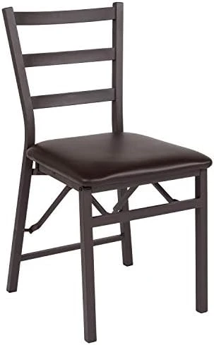 Flash Furniture 2 Pack HERCULES Series Brown Folding Ladder Back Metal Chair With Brown Vinyl Seat - Image 5