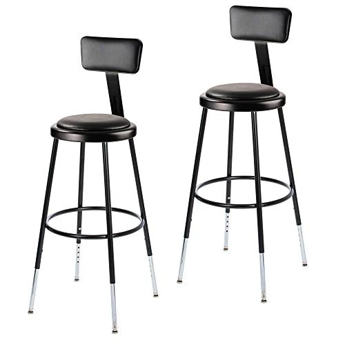 OEF Furnishings (2 Pack) Height Adjustable Black Vinyl Padded Stool With Backrest, 18-27" High OEF6418HB-10/2 - Image 13