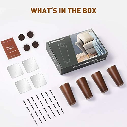 Wood Furniture Legs,4 Inches Replacement Sofa Legs Set Of 4,Improve Wiggle,Premium Wooden Couch Legs For Sofa, Armchair,Cabinet And More - Image 5