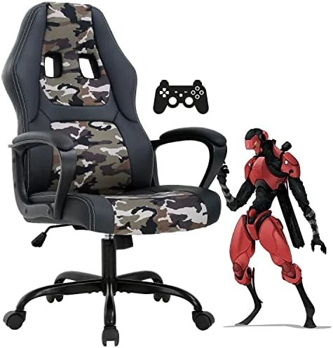 Gaming Chair PC Computer Chair Office Chair For Adult Teen Kids, Ergonomic PU Leather Gamer Chair With Lumbar Support High Back Adjustable Rolling Swivel Desk Chair, Black - Image 15