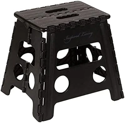 Inspired Living 9" Step Stool, Folding Step Stools For Adults, Plastic Foldable Step Stools Kids, Holds Up To 330 Lbs, Collapsible Folding Stool For Kitchen, Bathroom, Bedroom - Blush Pink - Image 10