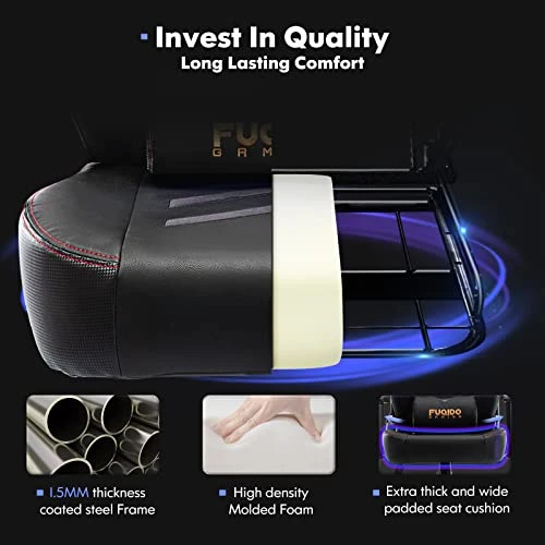 Big And Tall Gaming Chair 350lbs-Racing Style Computer Gamer Chair,Ergonomic Desk Office PC Chair With Wide Seat, Reclining Back, Adjustable Armrest For Adult Teens-Black - Image 4