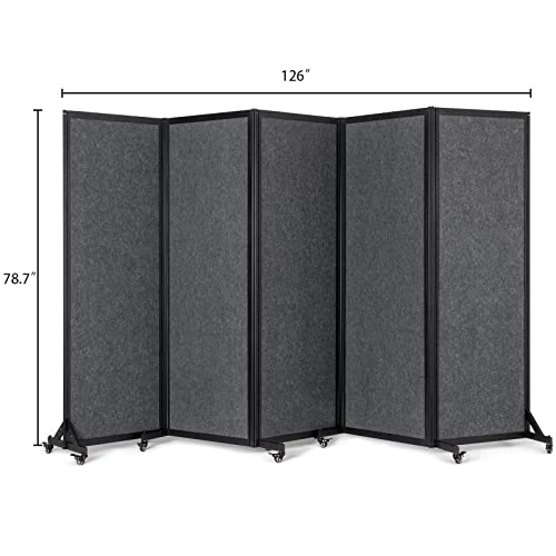 Strongbird Room Divider,Privacy Screen Partition Separator,Portable Commercial Room Dividers,Freestanding Office School Dividers, 126''(L)* 78.7''(H),5 Panel,Grey - Image 2