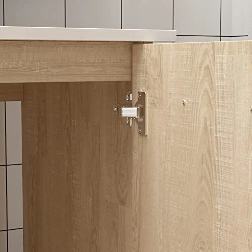 ECACAD Freestanding Bathroom Vanity With Sink Set, Bathroom Storage Cabinet With Drawer, 2 Doors And Large Storage Compartment, Light Brown (29.9”W X 18.8”D X 33.6”H) - Image 3