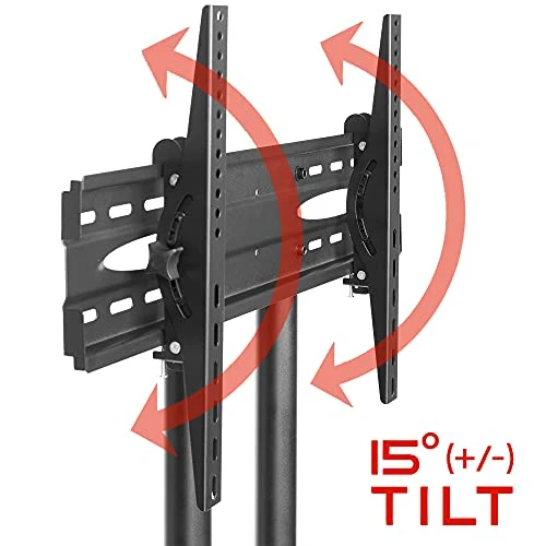 Mount Factory Rolling TV Stand Mobile TV Cart For 32-65 Inch Plasma Screen, LED, LCD, OLED, Curved TV's - Universal Mount With Wheels - Image 2