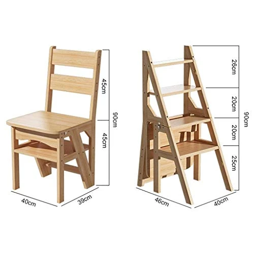 DINGZZ Step Stool- Folding Wooden Step Stool Portable Ladder Chair Seat Versatile Multifunctional Multipurpose Solid Wood - Image 2