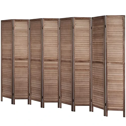 Room Divider 5.6 FT Tall Room Dividers And Folding Privacy Screens Wood Room Divider Wall Folding Screen, Room Divider Screen, 16" Wide Panel Brown, 8 Panel - Image 5
