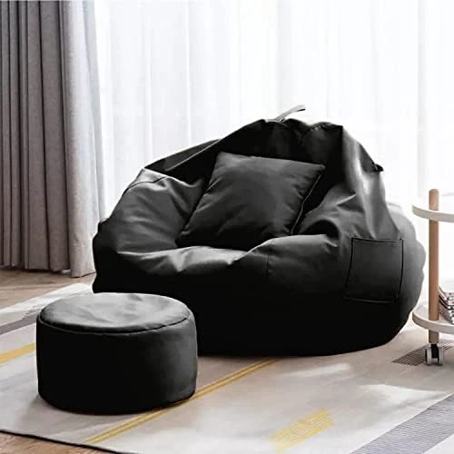 Kushuvi 4XL Bean Bag Cover With Footrest With Cushion Without Beans Only Cover ( Faux Leather ) ( Yellow - 4XL ) - Image 4