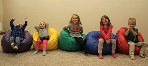 Child Bean Bag Chairs By Better American Products - Kid Sized Baseball Style Vinyl Bean Bag Chairs Perfect For Game Rooms And More {Blue} - Image 2