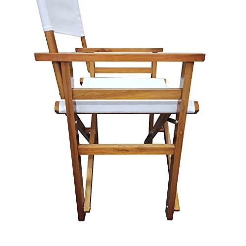 WEI WEI GLOBAL Set Of 2 19β Folding Director Chairs, Classic Height, Natural Hardwood Frame With White Canvas - Image 4
