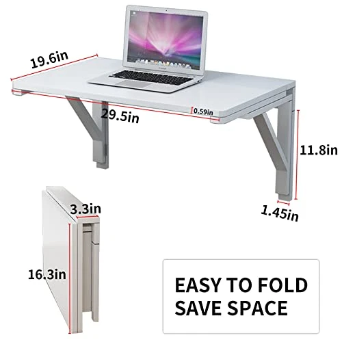 MM MELISEN Wall Mounted Folding Table For Laundry Room, Wall Mounted Fold Down Desk For Small Saving Spaces, Kids Floating Desk For Dining, Room, Study, Kitchen, Dinner, Bar - Image 2